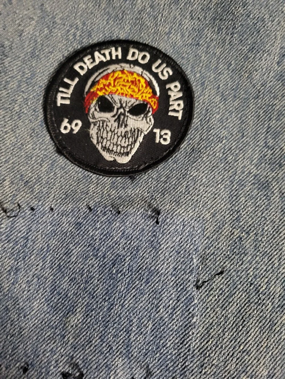 Vintage 80s Levi's 70506 Denium Biker Battle Vest CUT off Patched XL-2XL 26